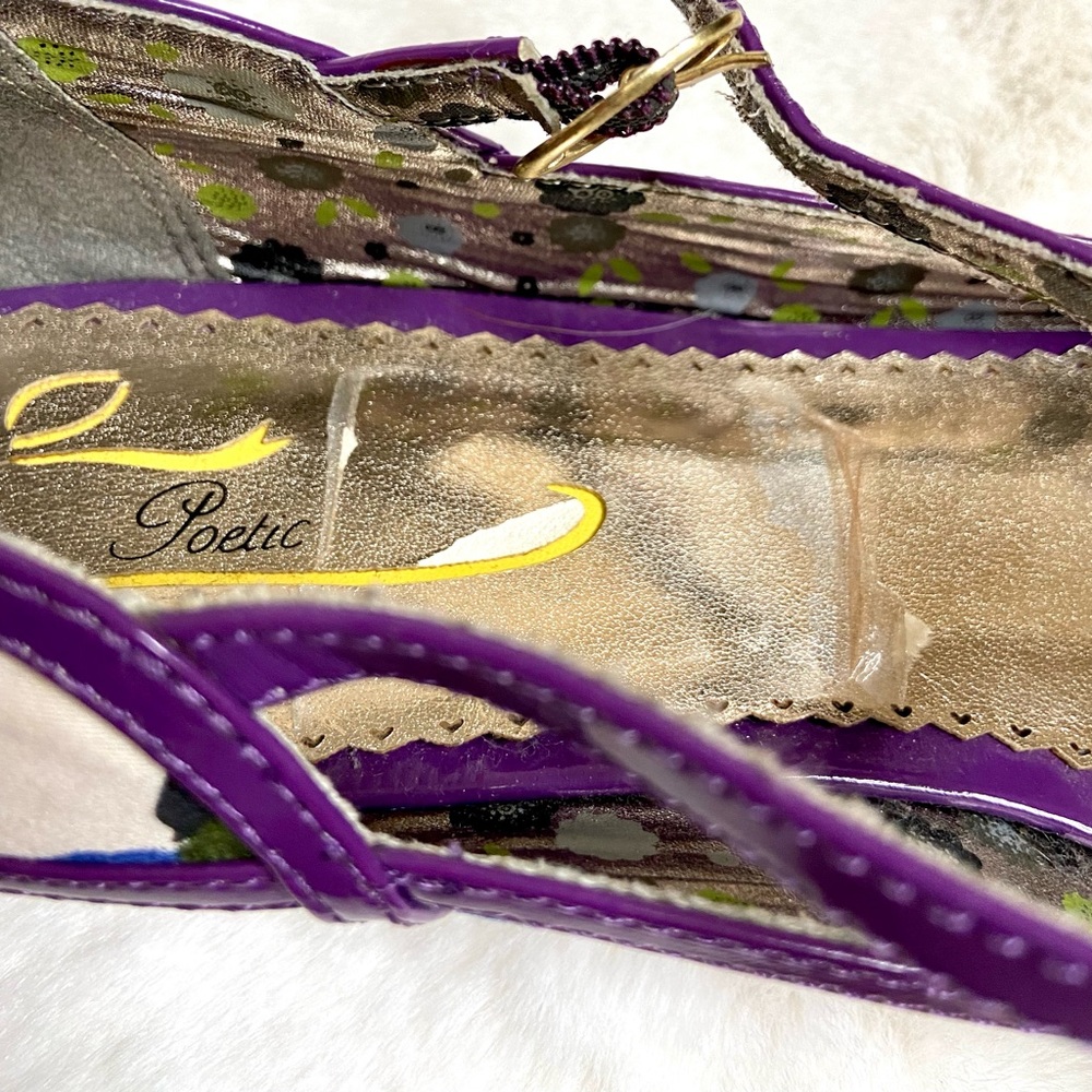 Anthropologie Poetic License NEW Womens Purple Flats 9 40 Floral Bow Shoes - Picture 11 of 13